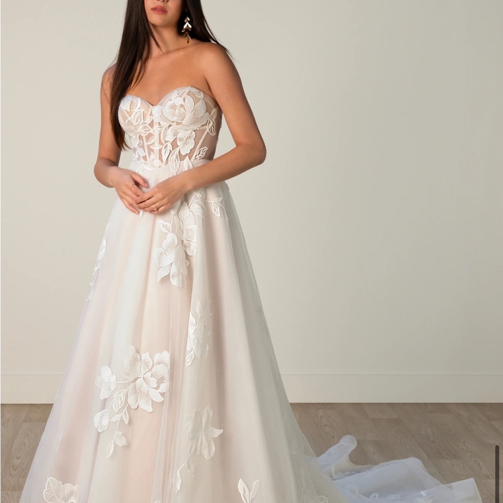 Stella York new with tags, never worn. Size 12. Chic Strapless Ivory Gown - Picture 7 of 12